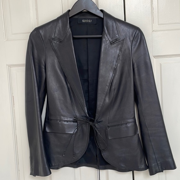 Gucci Jackets & Blazers - GUCCI - BLACK LEATHER JACKET BLAZER